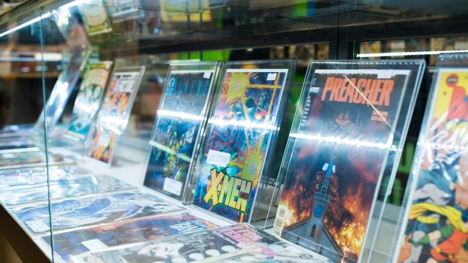 Comic books on the shelf at The Collectors Resource