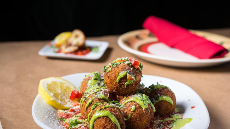 During RWGR, consider Amore's Arancini (risotto fritters topped with spinach aioli) for your appetizer course.