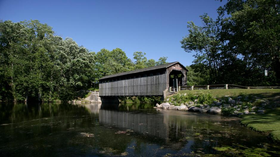 Fallasburg Park offers plenty amenities including three playgrounds, fishing, disc golf, hiking trails, and a bridge built in 1871 that you can still drive over.