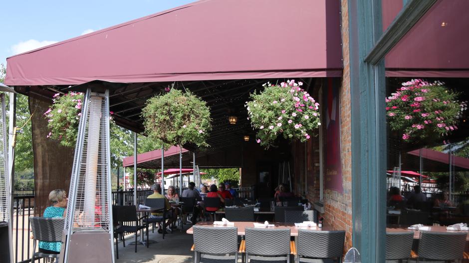 Sit on the Flat River Grill's outdoor patio for dinner with a view!