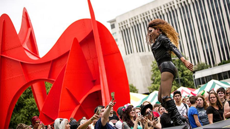 Calder Plaza also hosts the GR Pride Festival, which takes place annual during June, which is also LGBT Pride Month.