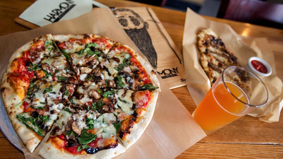 Harmony Brewing's two locations each offer unique specialty pizzas and craft beer.