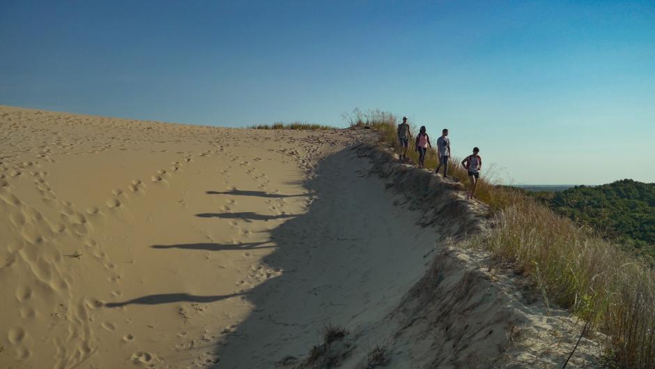 Hiking along Sand Dune at PJ Hoffmaster Park provides scenic views and a workout!