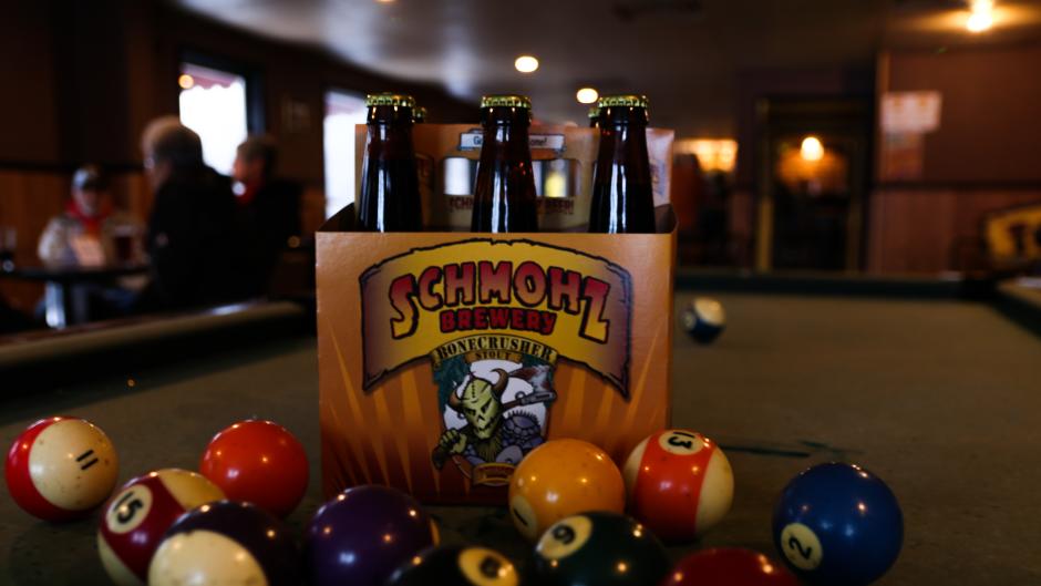 A game of pool pairs nicely with any of Schmohz's brews.