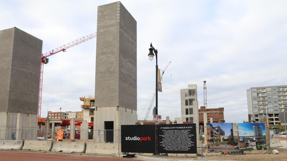 Studio Park is located south of the Van Andel Arena in the Heartside Neighborhood, within walking distance to several attractions.