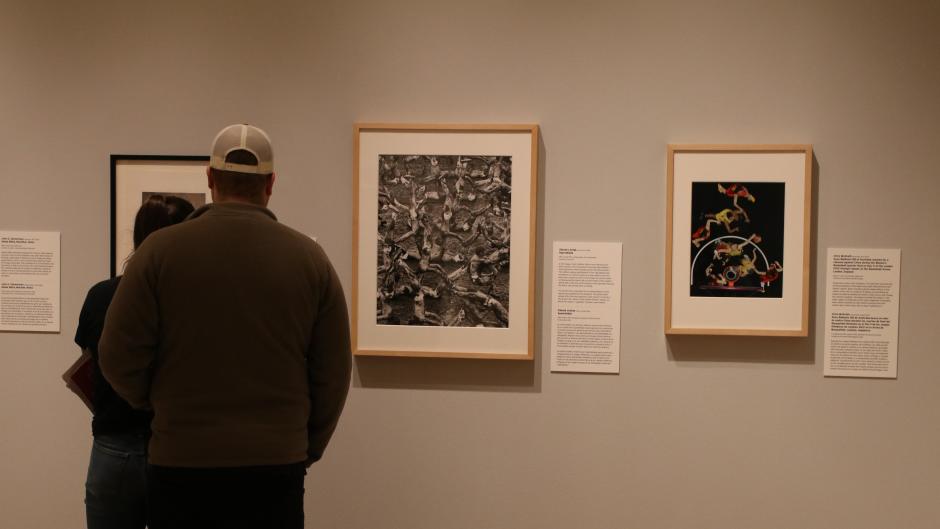 The "Who Shot Sports" exhibit is organized into nine thematic sections, ranging from action shots of athletes to fans overcome with excitement.