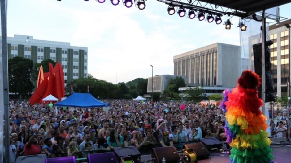 Batty Davis performing at 2018 Pride Festival in Grand Rapids