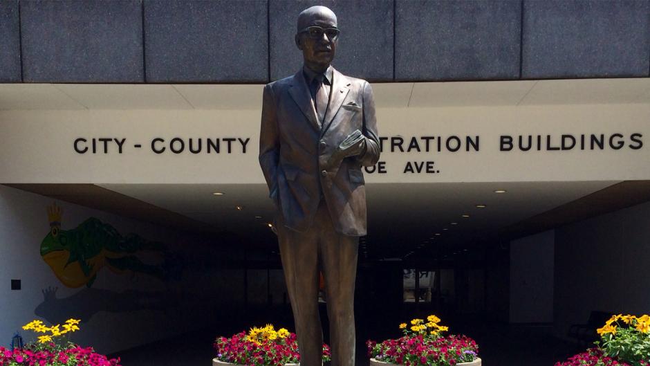 This statue of Mayor Lyman Parks, Grand Rapids' first African American mayor, stands outside the City/County Administration Buildings and is one of the stops on the Black History Tour of Downtown Grand Rapids.