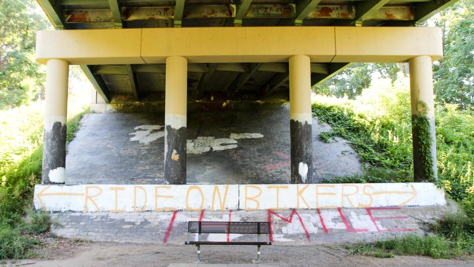 Some helpful bridge graffiti for a self-esteem boost.
