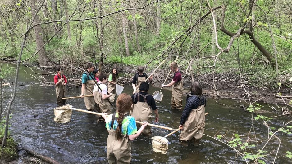 Grand Rapids students participating in the Teach for the Watershed program at WMEAC.
