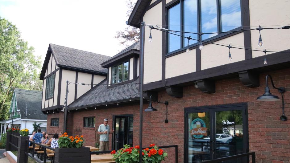 DeHops Brewing Company & Café's exterior mimics the establishment's Amsterdam roots.