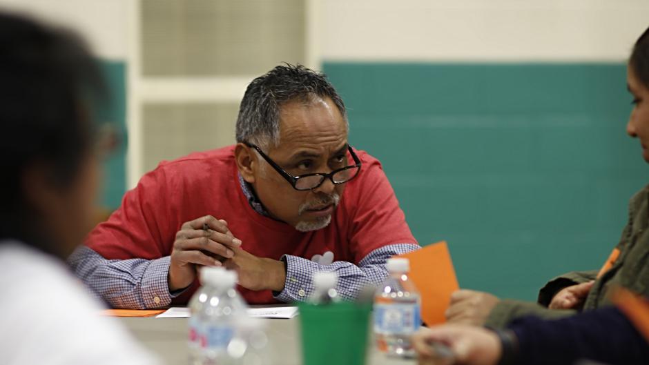 Public Agency facilitator leads a group of Grand Rapids Public School students through a listening tour.