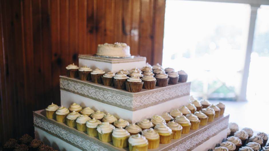 Cupcake tower at wedding.