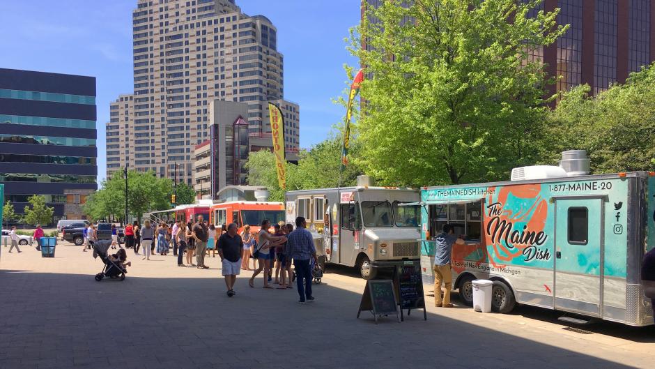 Stop by Relax at Rosa for lunch and great views of downtown Grand Rapids.