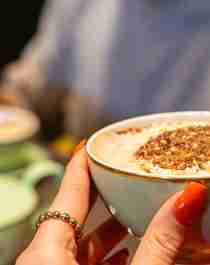 People drinking hot chocolate.