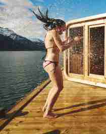 The sauna Heit Sørfjorden outside of Lofthus in the Hardangerfjord region in Fjord Norway