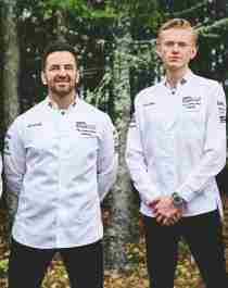 Filip August Bendi and the rest of Team Norway 2023 photographed in the Norwegian forest, Bocuse d'Or