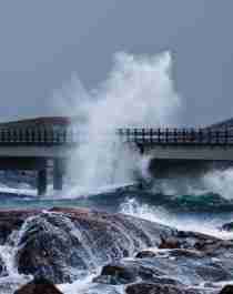Storm at The Atlantic Road in Northwest, Fjord Norway
