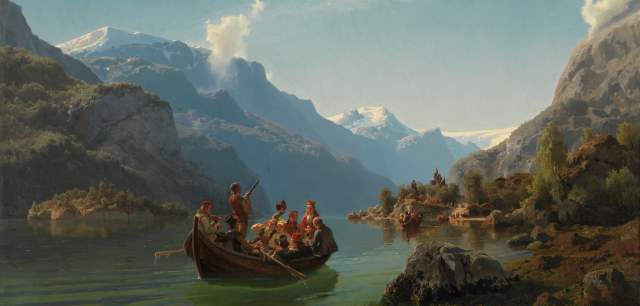 The painting “Bridal Procession on the Hardangerfjord” at the National Gallery in Oslo, one of Norway’s top art museums