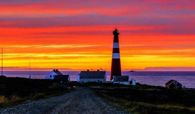Lighthouse at Slettnes in midnight sun
