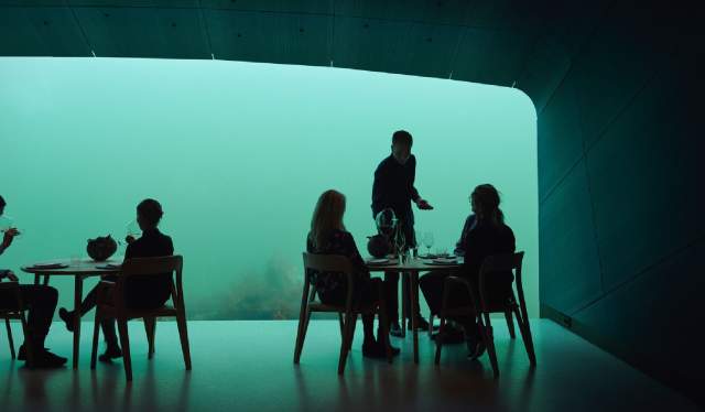 Inside the underwater restaurant Under in Lindesnes, Southern Norway