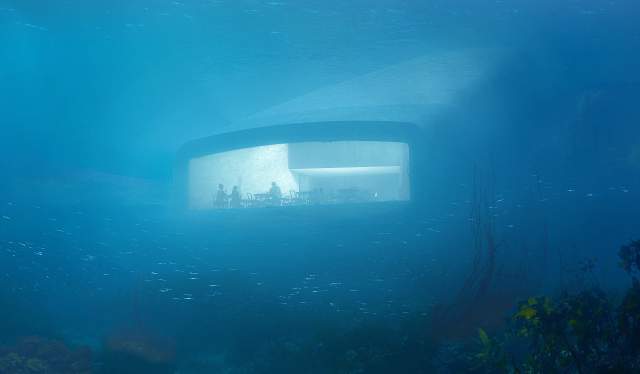 The underwater restaurant Under in Lindesnes, Southern Norway from the outside.