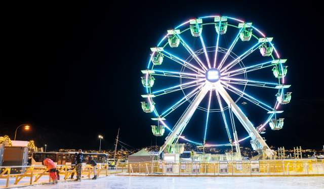 Ferris wheel and ice skating rink in Tromsø