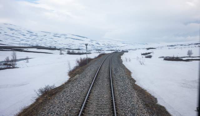 The Nordland Railway crossing the Saltfjellet Mountain Range