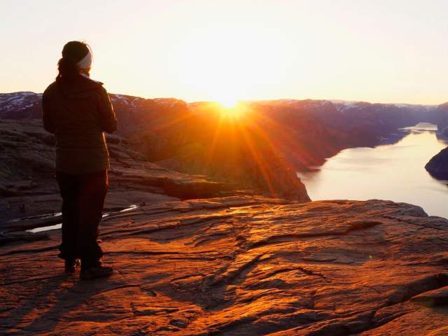 Sunrise The Pulpit Rock in Ryfylke, Fjord Norway