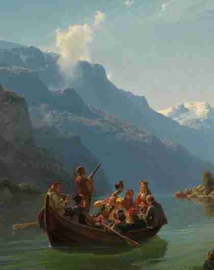 The painting “Bridal Procession on the Hardangerfjord” at the National Gallery in Oslo, one of Norway’s top art museums