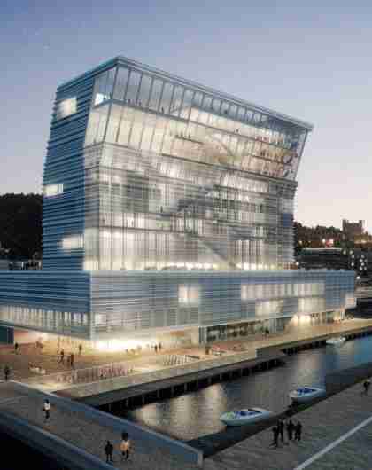 An architectural drawing of the Munch Museum in Bjørvika in Oslo, Norway