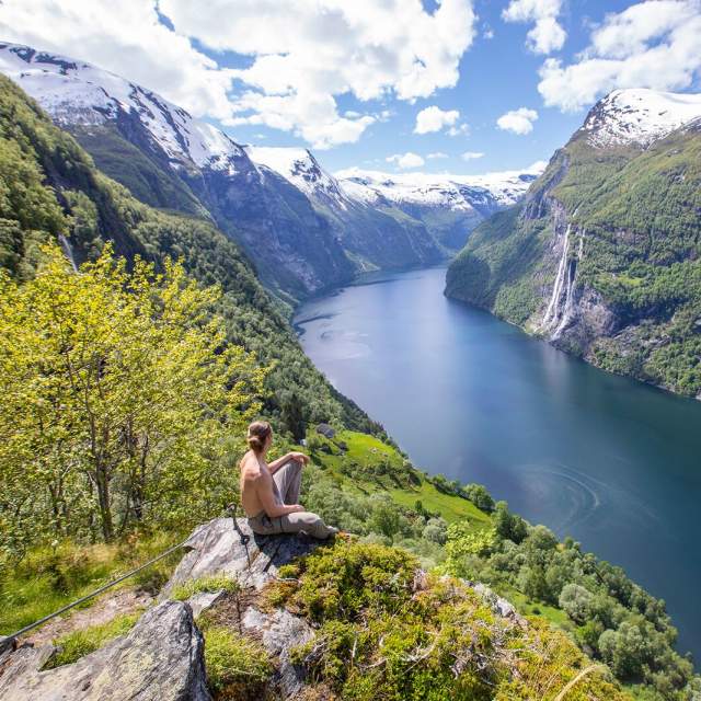 The Geirangerfjord area, – and waterfalls