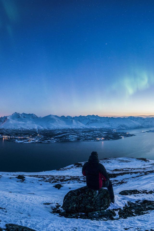 Aurora borealis over Lyngenfjord, Northern Norway
