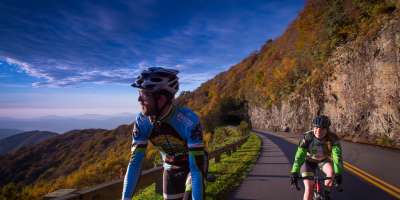 Couple road biking on BRP