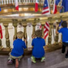 Can we climb the big stairs? Kids at the Capitol