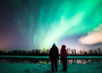 The northern lights add vibrant color to winter nights near Anchorage