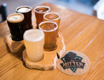 Flight of beer at The Mitten Brewing Co. in Grand Rapids