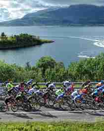 Pro cyclists competing in the Arctic Race of Norway