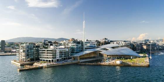 Tjuvholmen og Astrup Fearnley Museet i Oslo fra luften