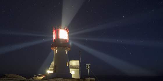 Lindesnes lighthouse at night