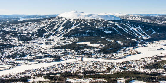 Overview of Trysil and the Trysil Ski Resort in winter