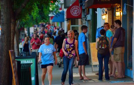 Walking on Franklin Street in Downtown Chapel Hill