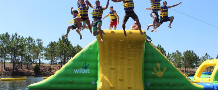 New Aqua Park Opens At Shark Wake Beat The Heat This Summer At New Aqua Park Shark Wake It S Largest Inflatable Floating Obstacle Course On East Coast