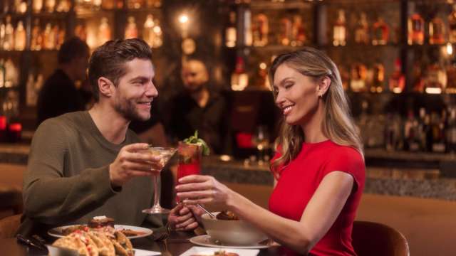 Couple enjoying dinner at Katherine's Steakhouse & Lounge at CasaBlanca Mesquite