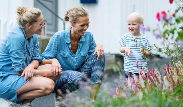 Southern Family looking at flowers