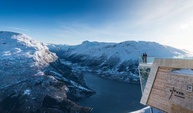 To people at the Loen Skylift enjoying the view of the Nordfjord in Norway
