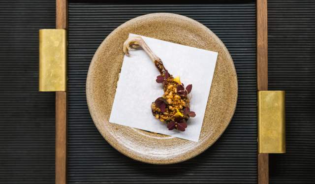The Michelin-starred restaurant RE-NAA's dish with quail from Ryfylke, Norway.