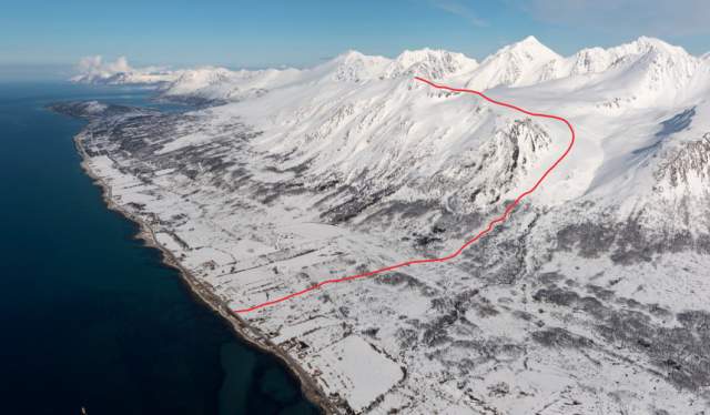 Piste map of Rundfjellet, Lyngen, Fjord Norway