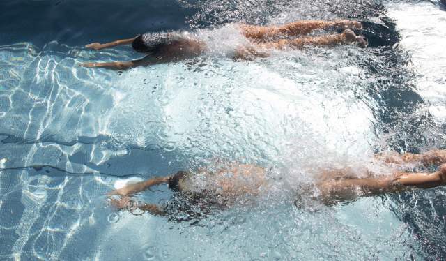 Swimming in the Fýri Resort pool, Hemsedal, Eastern Norway