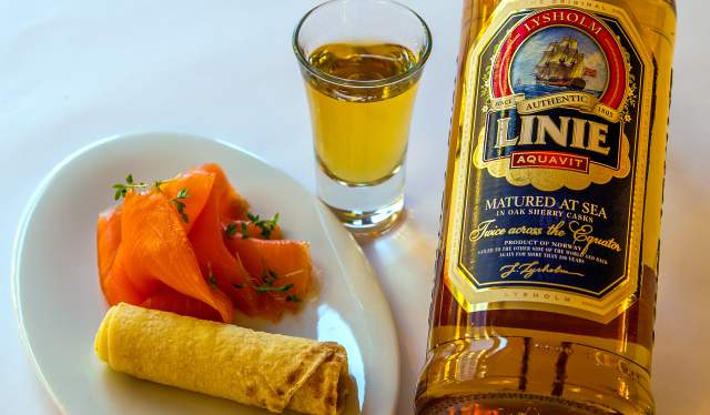 Aquavit and smoked salmon